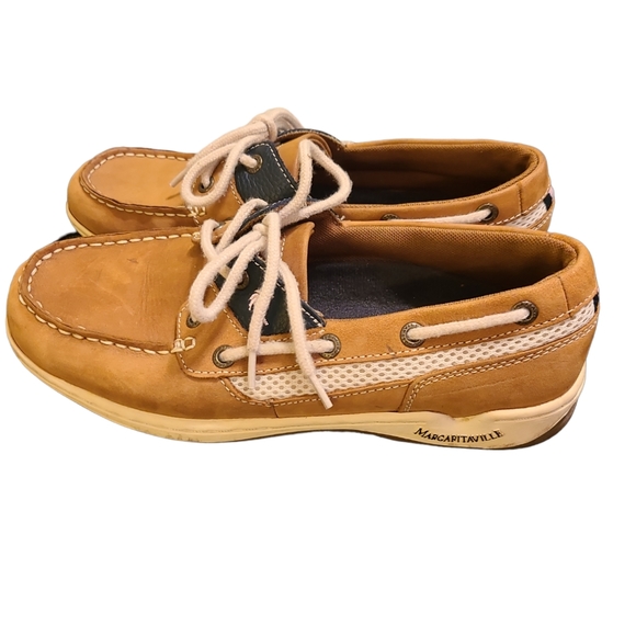 Margaritaville Womens Tan Leather Martinique MG9019H Boat Shoes Size US 8.5 - Picture 3 of 14